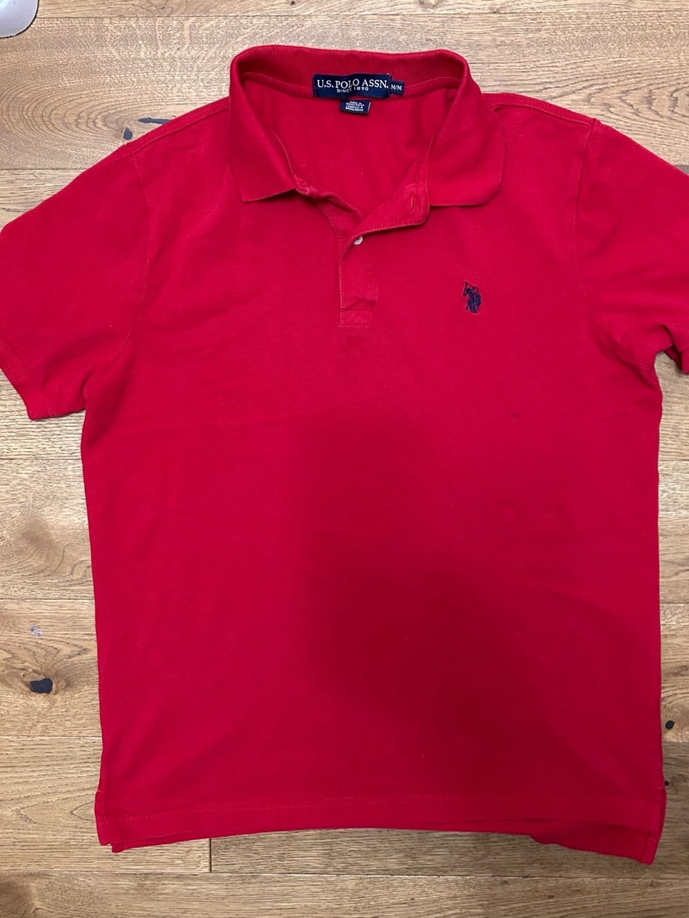 U.S. Polo Assn. Red Short-Sleeve Polo with Navy Embroidered Logo